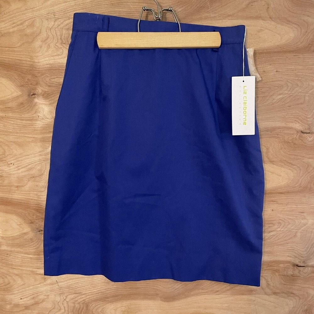 NWT Vintage Liz Claiborne Pencil Straight Lined Skirt Size 10 purple blue